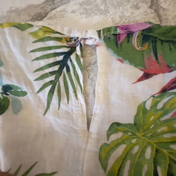 Lungo Larno White Floral Linen Sleeveless Slits Summer Boho Midi Dress S (Flaws) - Picture 5 of 10